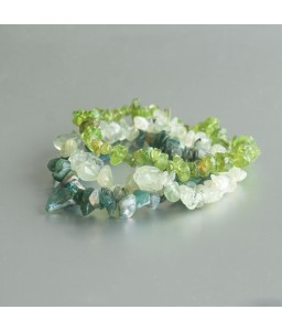 Mosagaat & Peridoot edelsteen armbanden set