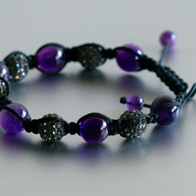 Amethyst Shamballa armband