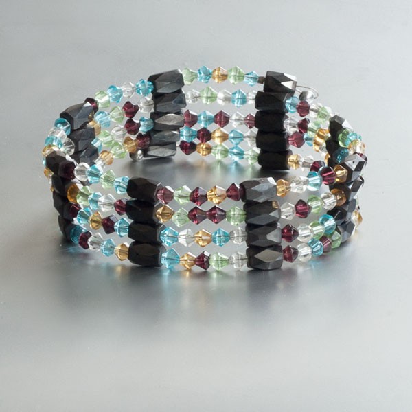 3-in-1 armband / enkelband / collier multicolour zirkonia