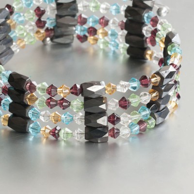 3-in-1 armband / enkelband / collier multicolour zirkonia close