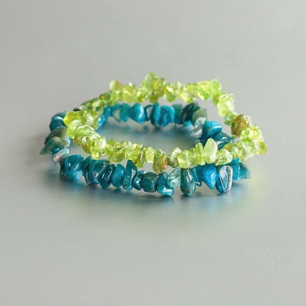 Blauwe Apatiet & Peridoot edelsteen armbanden set
