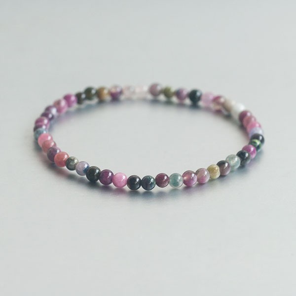 Toermalijn mix kogelarmband 4 mm