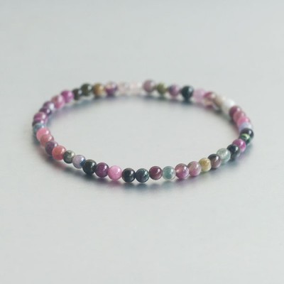 Toermalijn mix kogelarmband 4 mm