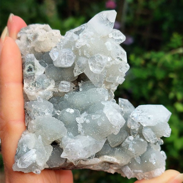 Spiegel Apofyliet met (Avaloniet) Chalcedoon kristalcluster 37