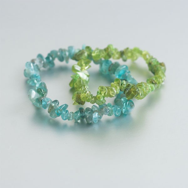 Heldere blauwe Apatiet & Peridoot edelsteen armbanden set