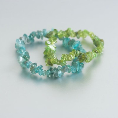 Heldere blauwe Apatiet & Peridoot edelsteen armbanden set