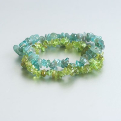 Heldere blauwe Apatiet & Peridoot edelsteen armbanden set foto 2
