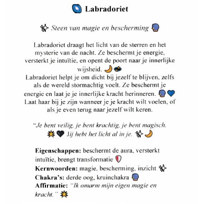 algemene beschrijving en inspiratie van Labradoriet