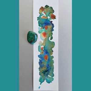 Art from the Heart - boekenlegger  Chrysocolla Malachiet knuffelsteen 01 | Blue Joy