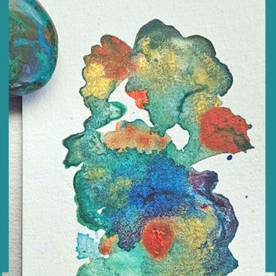 Art from the Heart - boekenlegger  Chrysocolla Malachiet knuffelsteen 01 | Blue Joy