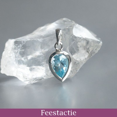 Blauwe Topaas hanger zilver 925 (model P9-138) feestprijs
