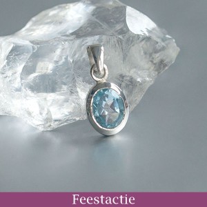 Blauwe Topaas hanger zilver 925 (model P9-130) feestprijs