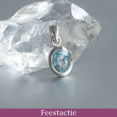 Blauwe Topaas hanger zilver 925 (model P9-130) feestprijs