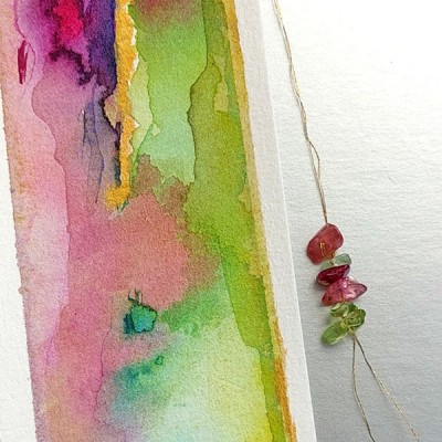 Art from the Heart boekenlegger - Noorderlicht (Peridoot & roze Toermalijn) detail 2