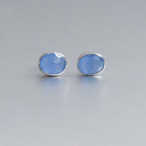 Blauwe Chalcedoon oorstekers zilver 925 (model S5-001) foto 1