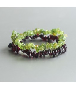 Peridoot & rode Granaat armbanden set