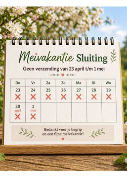 Meivakantie sluiting 23 april tot 1 mei